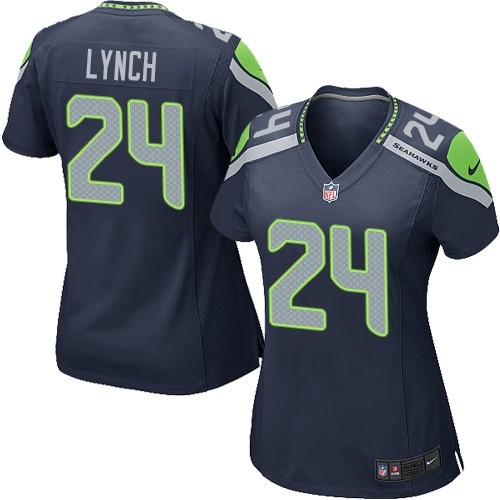 Women's Game Marshawn Lynch Nike Jersey Navy Blue Home - #24 NFL Seattle Seahawks